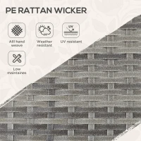 Outsunny Patio PE Wicker Garden Serving Cart with 2-Tier Shelf, Outdoor Wheeled Rattan Food Cart with Drawer, Handles, for Poolside, Garden, Mixed Grey(m-5)