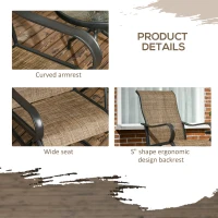 Outsunny 2-Piece Swivel Patio Dining Chairs, 360° Swivel Rocking Outdoor Chairs with Curved Armrests, Breathable Mesh Seat & S Shape Backrest for Yard, Lawn, Porch, Brown(m-7)