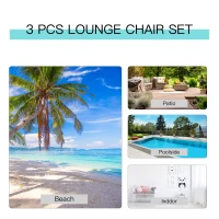 Outsunny 3 Pieces Outdoor Lounge Chair Set, 2 S-Shaped Lawn Chairs and a Glass Table for Patio, Yard, Black(m-6)