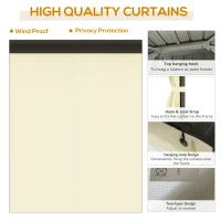Outsunny 11.9" x 9.8" Hardtop Gazebo with Curtains Netting, Metal Roof Gazebo Canopy with Aluminum Frame and Top Hook, Cream(m-5)