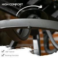 Outsunny 2-Piece Swivel Patio Dining Chairs, 360° Swivel Rocking Outdoor Chairs with Curved Armrests, Breathable Mesh Seat & S Shape Backrest for Yard, Lawn, Porch, Dark Grey(m-5)