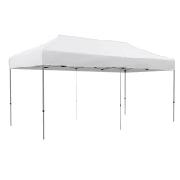 Outsunny 10' x 20' Pop Up Canopy Tent, Outdoor Easy up Tent with 3-Level Adjustable Height, Wheeled Carry Bag, White(m-1)