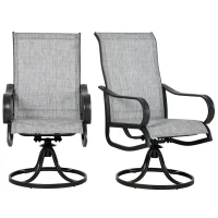 Outsunny 2-Piece Swivel Patio Dining Chairs, 360° Swivel Rocking Outdoor Chairs with Curved Armrests, Breathable Mesh Seat & S Shape Backrest for Yard, Lawn, Porch, Dark Grey(m-2)