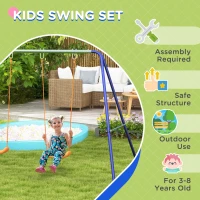 Outsunny Kids Swing Set Outdoor Metal Swing Frame with Double Swing Seats for 1-2 Children Aged 3-8 Years Old(m-7)