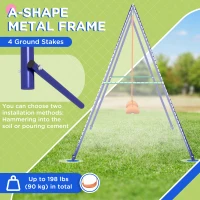 Outsunny Kids Swing Set Outdoor Metal Swing Frame with Double Swing Seats for 1-2 Children Aged 3-8 Years Old(m-5)
