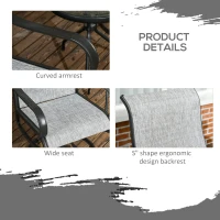Outsunny 2-Piece Swivel Patio Dining Chairs, 360° Swivel Rocking Outdoor Chairs with Curved Armrests, Breathable Mesh Seat & S Shape Backrest for Yard, Lawn, Porch, Dark Grey(m-7)