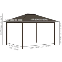 Outsunny 11.9" x 9.8" Hardtop Gazebo with Curtains Netting, Metal Roof Gazebo Canopy with Aluminum Frame and Top Hook, Cream(m-3)