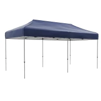 Outsunny 10' x 20' Pop Up Canopy Tent, Outdoor Easy up Tent with 3-Level Adjustable Height, Wheeled Carry Bag, Dark Blue(m-1)