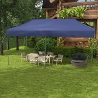 Outsunny 10' x 20' Pop Up Canopy Tent, Outdoor Easy up Tent with 3-Level Adjustable Height, Wheeled Carry Bag, Dark Blue(m-2)
