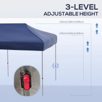Outsunny 10' x 20' Pop Up Canopy Tent, Outdoor Easy up Tent with 3-Level Adjustable Height, Wheeled Carry Bag, Dark Blue(m-6)