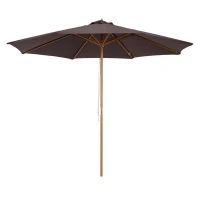 Outsunny 10' x 8' Wooden Patio Umbrella Garden Parasol Outdoor Sunshade Canopy with Bamboo Rib for Outdoor Coffee(m-2)