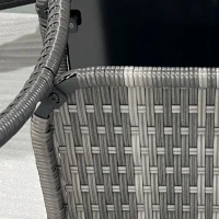 Outsunny Rattan Side Table, Outdoor End Table with Storage Shelf, Aluminum Frame Square, Coffee Table with Tempered Glass Top, Mixed Gray(m-8)