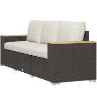 Outsunny 3-Seat Outdoor Patio Sofa, PE Wicker Outdoor Couch with  Extra Wide Deep Seat, Wide Armrests 4" Cushions, Beige