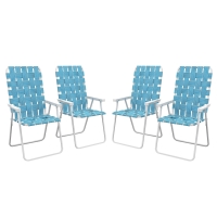 Outsunny Set of 4 Patio Folding Chairs, Classic Outdoor Camping Chairs, Portable Lawn Chairs w/ Armrests, Blue