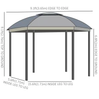 Outsunny 12' x 12' Outdoor Gazebo Canopy, Dome Patio Gazebo Netting Sidewalls and Curtains, Double Vented Roof, Dark Grey(m-3)