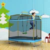 Qaba 3-in-1 Trampoline for Kids, 6.9' Kids Trampoline with Net, Light Blue(m-2)