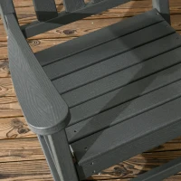 Outsunny HDPE Porch Rocker Chair, Outdoor Rocking Chair with High Back, Arms, Slatted Design, for Indoor and Outdoor, Dark Gray(m-8)