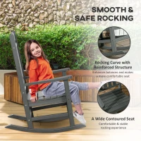 Outsunny HDPE Porch Rocker Chair, Outdoor Rocking Chair with High Back, Arms, Slatted Design, for Indoor and Outdoor, Dark Gray(m-6)