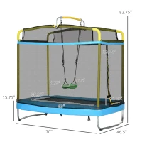 Qaba 3-in-1 Trampoline for Kids, 6.9' Kids Trampoline with Net, Light Blue(m-3)
