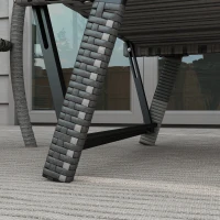 Outsunny Convertible Wicker Loveseat Grey Patio Chaise Lounge(m-9)