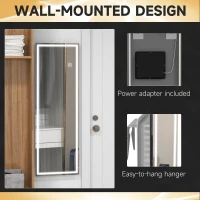 HOMCOM Dimming Full Length Mirror, 47" x 16" Long Wall Mirror with 3 Colour LED, Smart Touch, Memory Function(m-9)