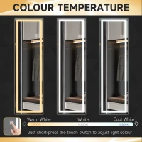 HOMCOM Dimming Full Length Mirror, 47" x 16" Long Wall Mirror with 3 Colour LED, Smart Touch, Memory Function(m-6)
