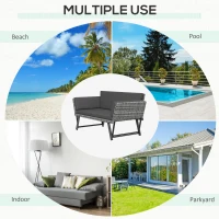 Outsunny Convertible Wicker Loveseat Grey Patio Chaise Lounge(m-7)
