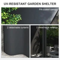 Outsunny 10' x 13' Wall Pergola, Outdoor Gazebo with 2 Curtains and 2 Nettings, UV Resistant, for Patio, Deck, Dark Grey(m-5)