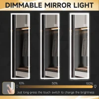 HOMCOM Dimming Full Length Mirror, 47" x 16" Long Wall Mirror with 3 Colour LED, Smart Touch, Memory Function(m-5)
