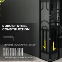 Outsunny 10' x 13' Wall Pergola, Outdoor Gazebo with 2 Curtains and 2 Nettings, UV Resistant, for Patio, Deck, Dark Grey(m-6)