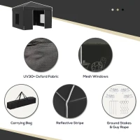 Outsunny 9.7' x 9.7' Pop Up Canopy with Sidewalls, Portable Canopy Tent with 2 Mesh Windows, Reflective Strips, Carry Bag, Black(m-6)