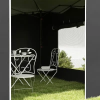 Outsunny 9.7' x 9.7' Pop Up Canopy with Sidewalls, Portable Canopy Tent with 2 Mesh Windows, Reflective Strips, Carry Bag, Black(m-8)