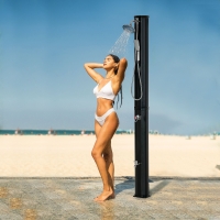 Outsunny 7ft Outdoor Solar Heated Shower with 360 Rotating Shower Head, Foot Shower Faucet, Temperature and Pressure Adjustable