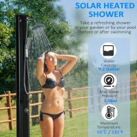 Outsunny 7ft Outdoor Solar Heated Shower with 360 Rotating Shower Head, Foot Shower Faucet, Temperature and Pressure Adjustable(m-4)