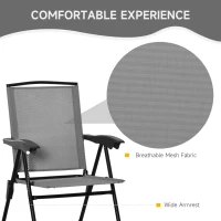 Outsunny Folding Outdoor Bistro Set, Patio Table and Chairs with Reclining Backrest and Round Dining Table, Grey(m-5)