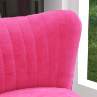 HOMCOM Velvet Lounge Chairs Set of 2, Modern Accent Chairs for Living Room with Gold Steel Legs and Tufting Backrest, Pink(m-9)