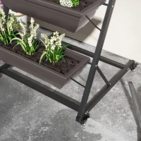 Outsunny 5-Tier Vertical Raised Garden Planter with 5 Boxes, Wheels, Outdoor Plant Stand for Vegetable Flowers, Brown(m-10)