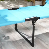 Outsunny Outdoor Lounge Chair, 4 Position Adjustable Backrest, Folding, Cushioned w/ Sun Shade Roof & Pillow, Blue(m-8)