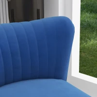 HOMCOM Velvet Lounge Chairs Set of 2, Modern Accent Chairs for Living Room with Gold Steel Legs and Tufting Backrest, Dark Blue(m-9)