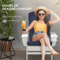 Outsunny Outdoor Chair Cushions for Adirondack Chair, Replacement Cushions with Ties, Seat & Back Cushion, Blue(m-4)