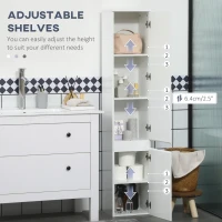 kleankin Tall Bathroom Cabinet, Freestanding Storage Organizer with Adjustable Shelves and Cupboards, 11.8" x 11" x 6", White(m-5)