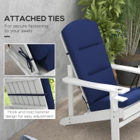 Outsunny Patio Chair Cushion for Adirondack Chairs Replacement Cushion with Back and Ties, Blue(m-6)