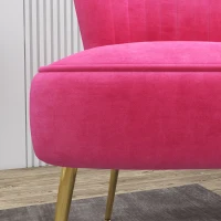 HOMCOM Velvet Lounge Chairs Set of 2, Modern Accent Chairs for Living Room with Gold Steel Legs and Tufting Backrest, Pink(m-10)