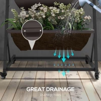 Outsunny 5-Tier Vertical Raised Garden Planter with 5 Boxes, Wheels, Outdoor Plant Stand for Vegetable Flowers, Brown(m-6)