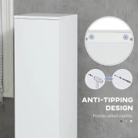 kleankin Tall Bathroom Cabinet, Freestanding Storage Organizer with Adjustable Shelves and Cupboards, 11.8" x 11" x 6", White(m-7)