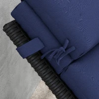 Outsunny Patio Chaise Lounge Chair Cushions Replacement Sun Lounger Pads with Headrest and Ties, Set of 2, Dark Blue(m-9)