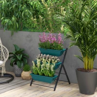 Outsunny 3-Tier Vertical Raised Garden Planter with 3 Boxes, Outdoor Plant Stand Grow Container for Vegetable Flowers(m-1)