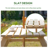 Outsunny Wood Picnic Table, Camping Table and Bench Set with Umbrella Hole for Outdoor, Garden, Patio, Backyard, Natural(m-7)
