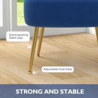 HOMCOM Velvet Lounge Chairs Set of 2, Modern Accent Chairs for Living Room with Gold Steel Legs and Tufting Backrest, Dark Blue(m-6)