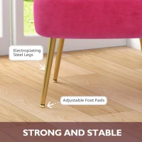 HOMCOM Velvet Lounge Chairs Set of 2, Modern Accent Chairs for Living Room with Gold Steel Legs and Tufting Backrest, Pink(m-6)